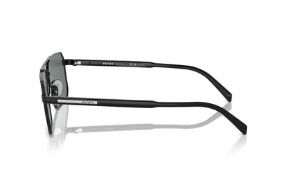 Prada PRA57S Rectangle Sunglasses in Dark Grey Black, side view