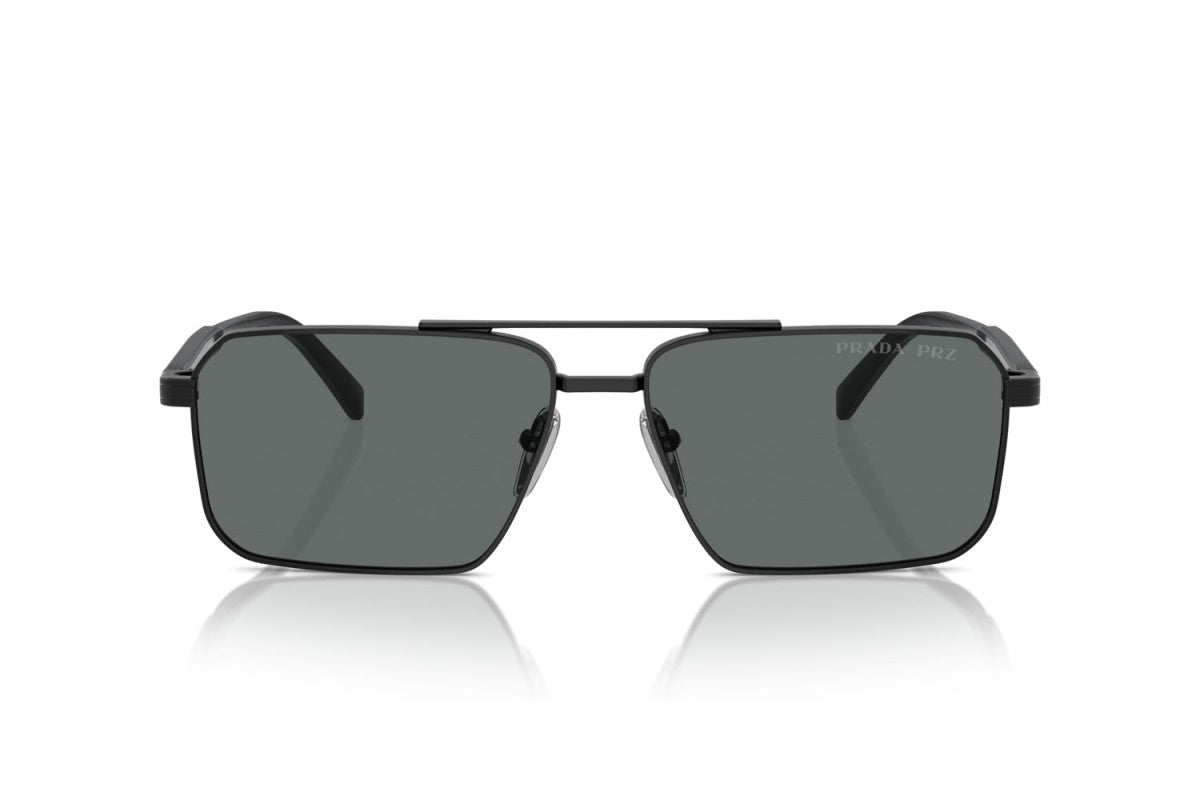 Prada PRA57S Rectangle Sunglasses in Dark Grey Black, back view