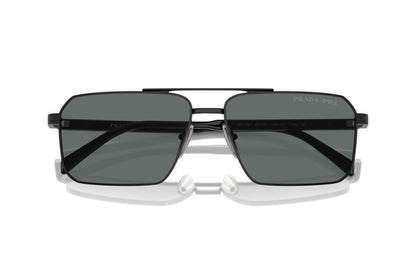 Prada PRA57S Rectangle Sunglasses in Dark Grey Black, detail view