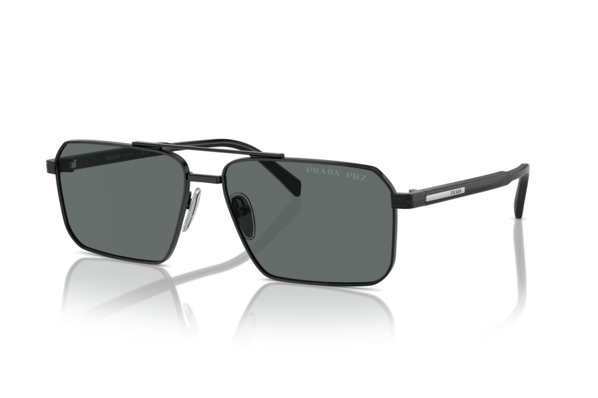 Prada PRA57S Rectangle Sunglasses in Dark Grey Black, front view