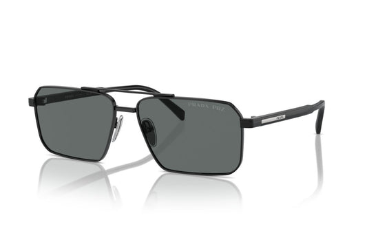 Prada PRA57S Rectangle Sunglasses in Dark Grey Black, front view