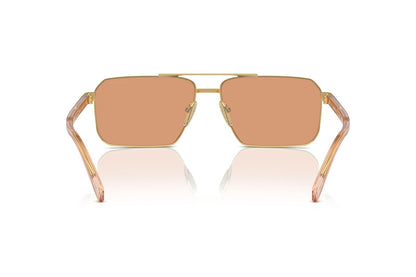 Prada PRA57S Rectangle Sunglasses in Orange Gold, angle view