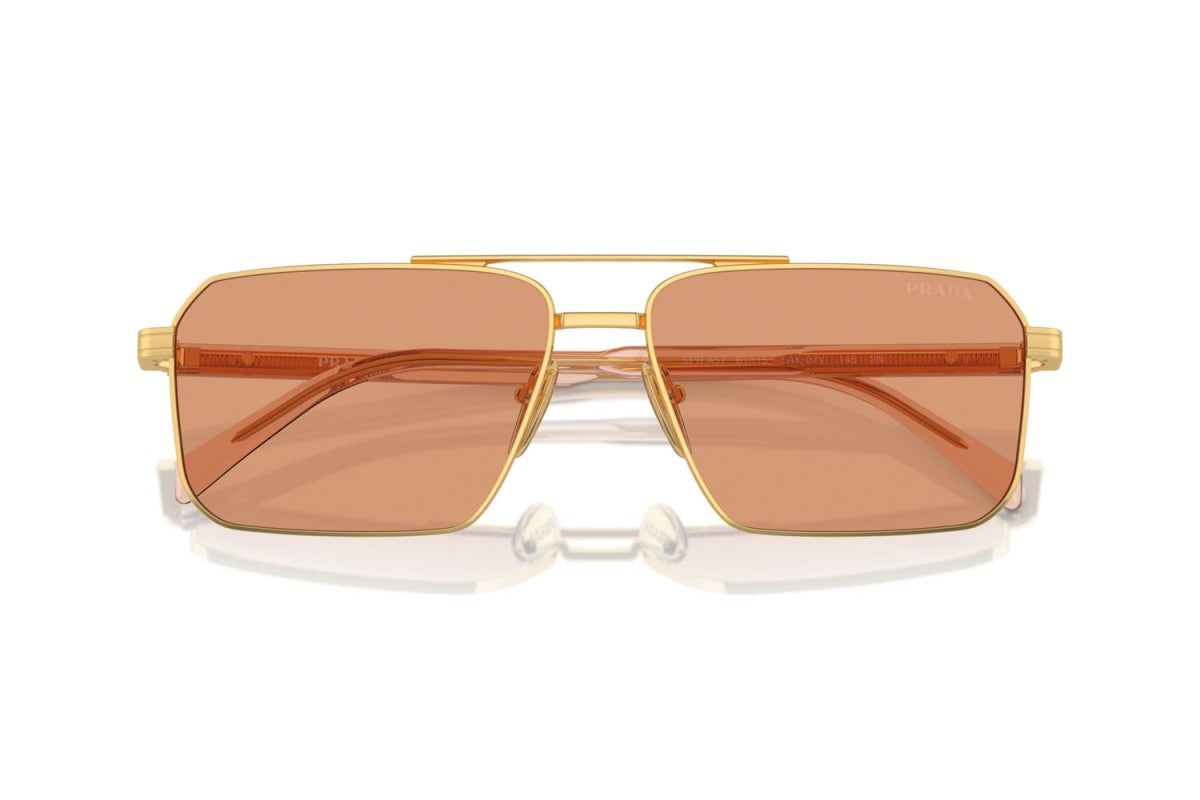 Prada PRA57S Rectangle Sunglasses in Orange Gold, detail view
