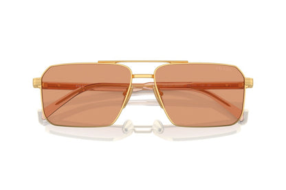 Prada PRA57S Rectangle Sunglasses in Orange Gold, detail view