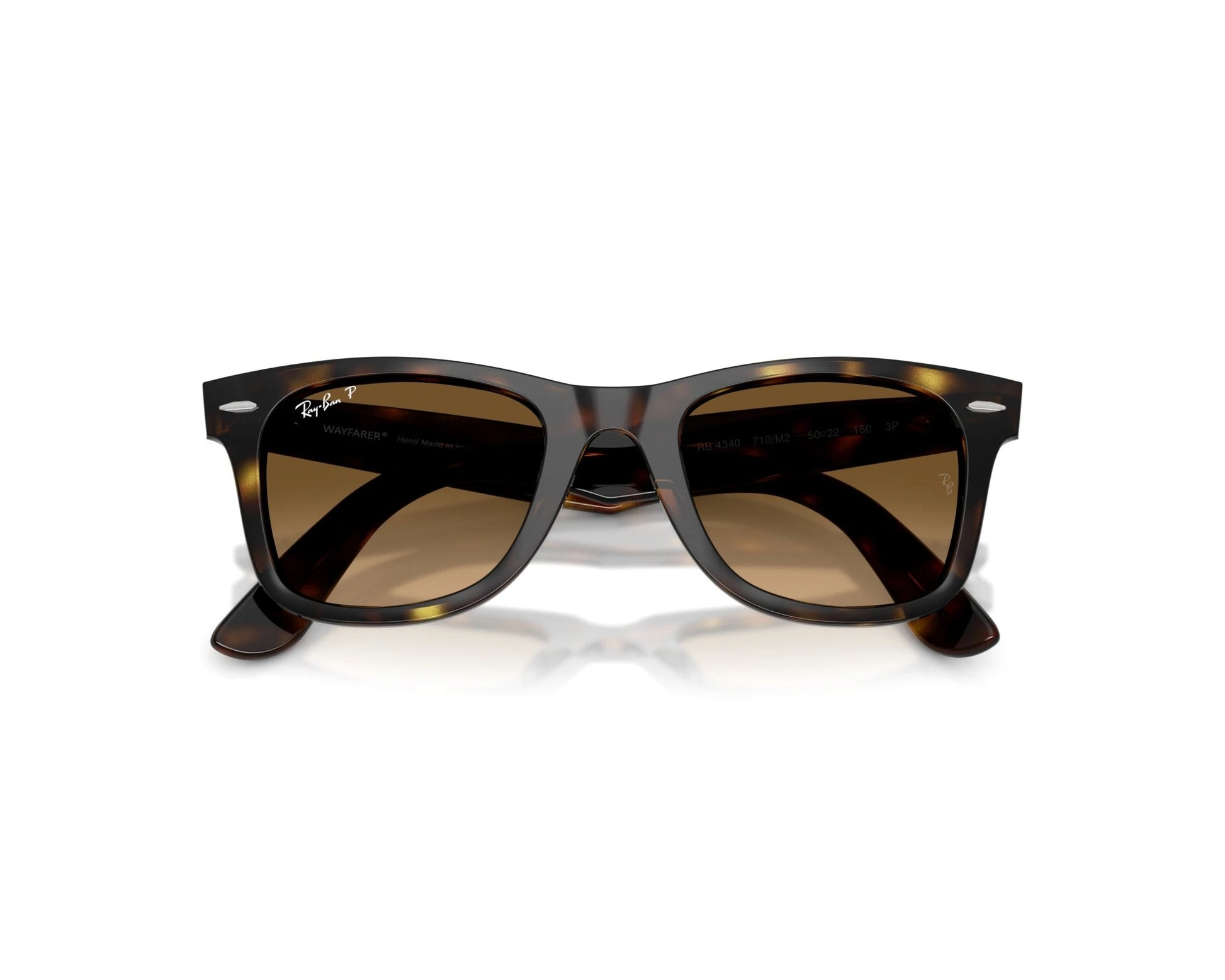 Ray-Ban RB4340 Wayfarer Sunglasses in Brown Gradient Polarized / Havana, back view