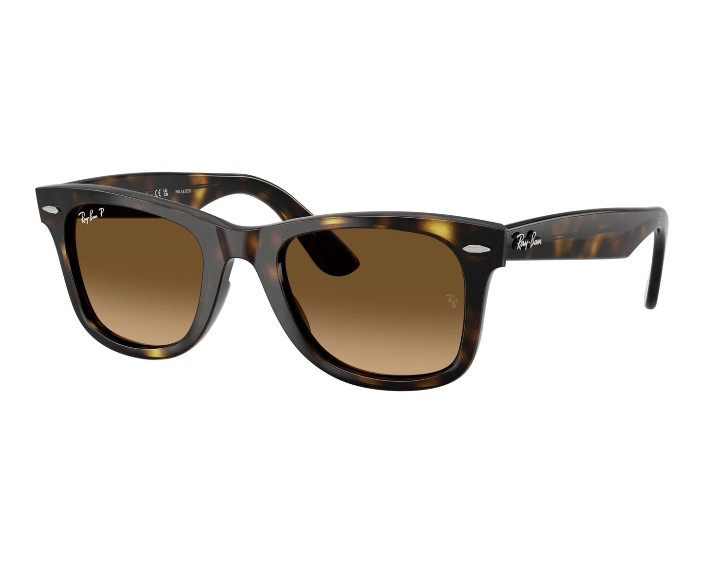 Ray-Ban RB4340 Wayfarer Sunglasses in Brown Gradient Polarized / Havana, detail view