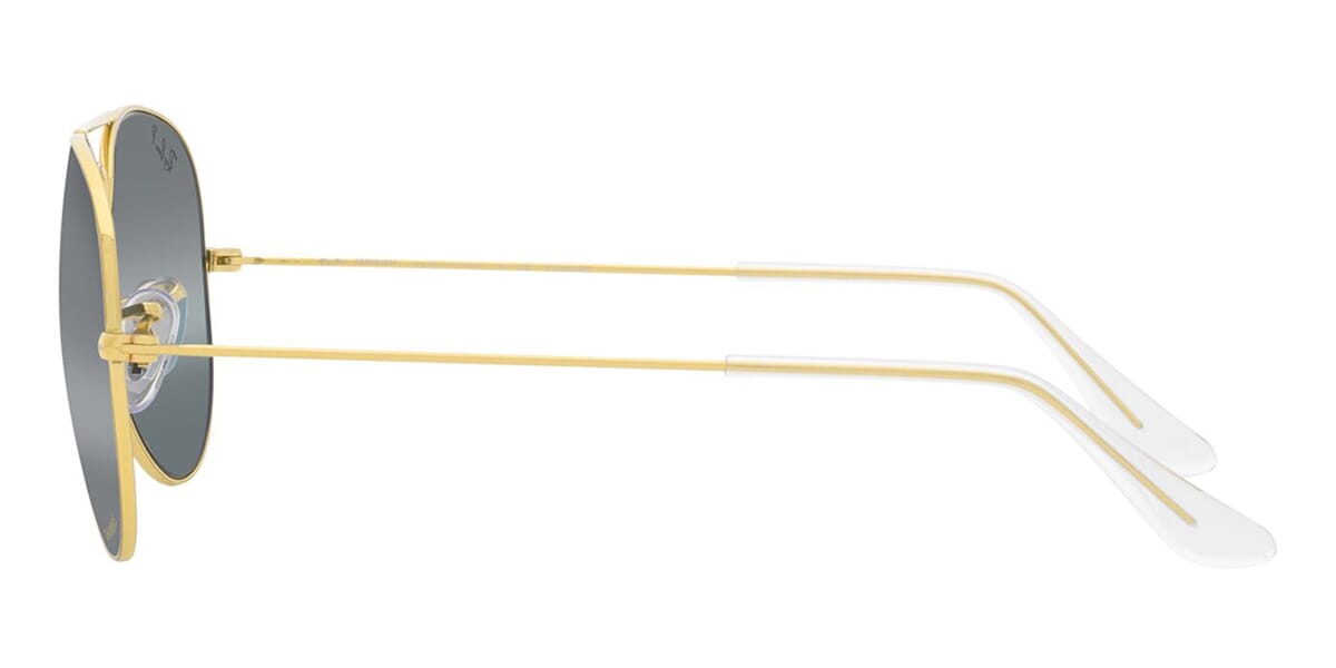 Ray-Ban RB3025 Aviator Sunglasses in Clear Gradient Dark Blue Chromance Polarised/Legend Gold, angle view