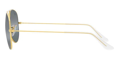 Ray-Ban RB3025 Aviator Sunglasses in Clear Gradient Dark Blue Chromance Polarised/Legend Gold, angle view