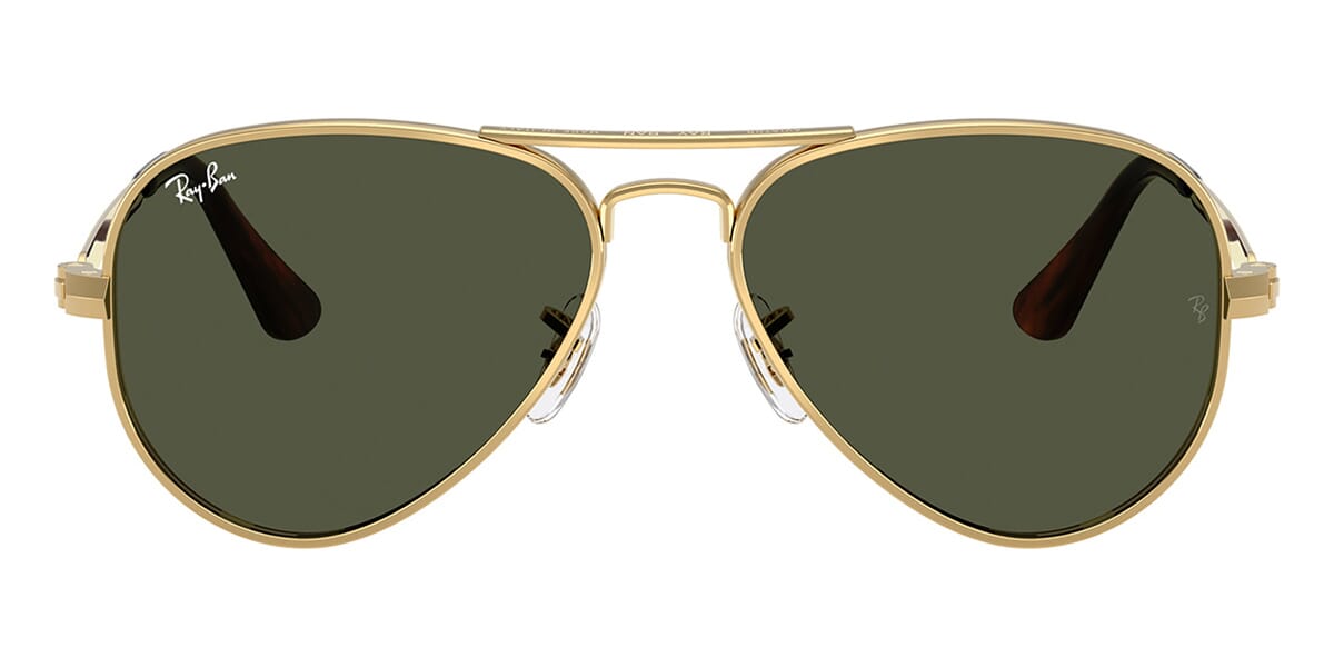 Ray-Ban RB3925 Aviator Sunglasses in Green / Arista Gold, side view