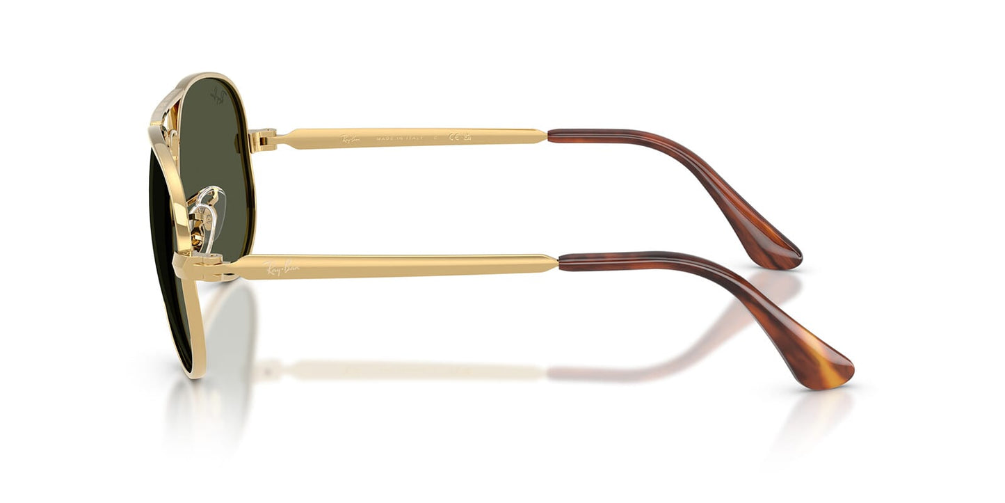 Ray-Ban RB3925 Aviator Sunglasses in Green / Arista Gold, angle view
