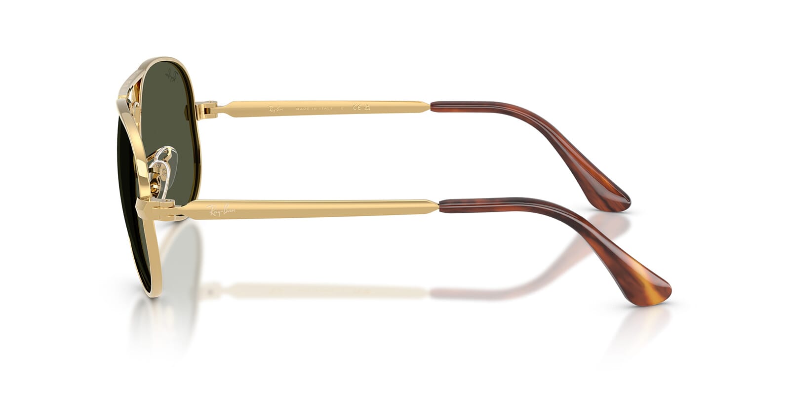 Ray-Ban RB3925 Aviator Sunglasses in Green / Arista Gold, angle view