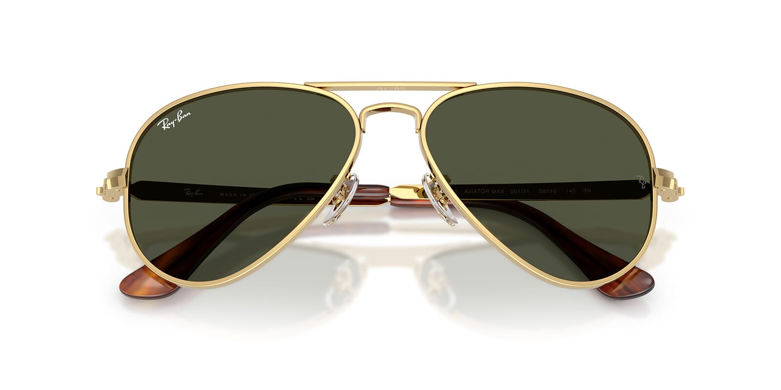 Ray-Ban RB3925 Aviator Sunglasses in Green / Arista Gold, back view