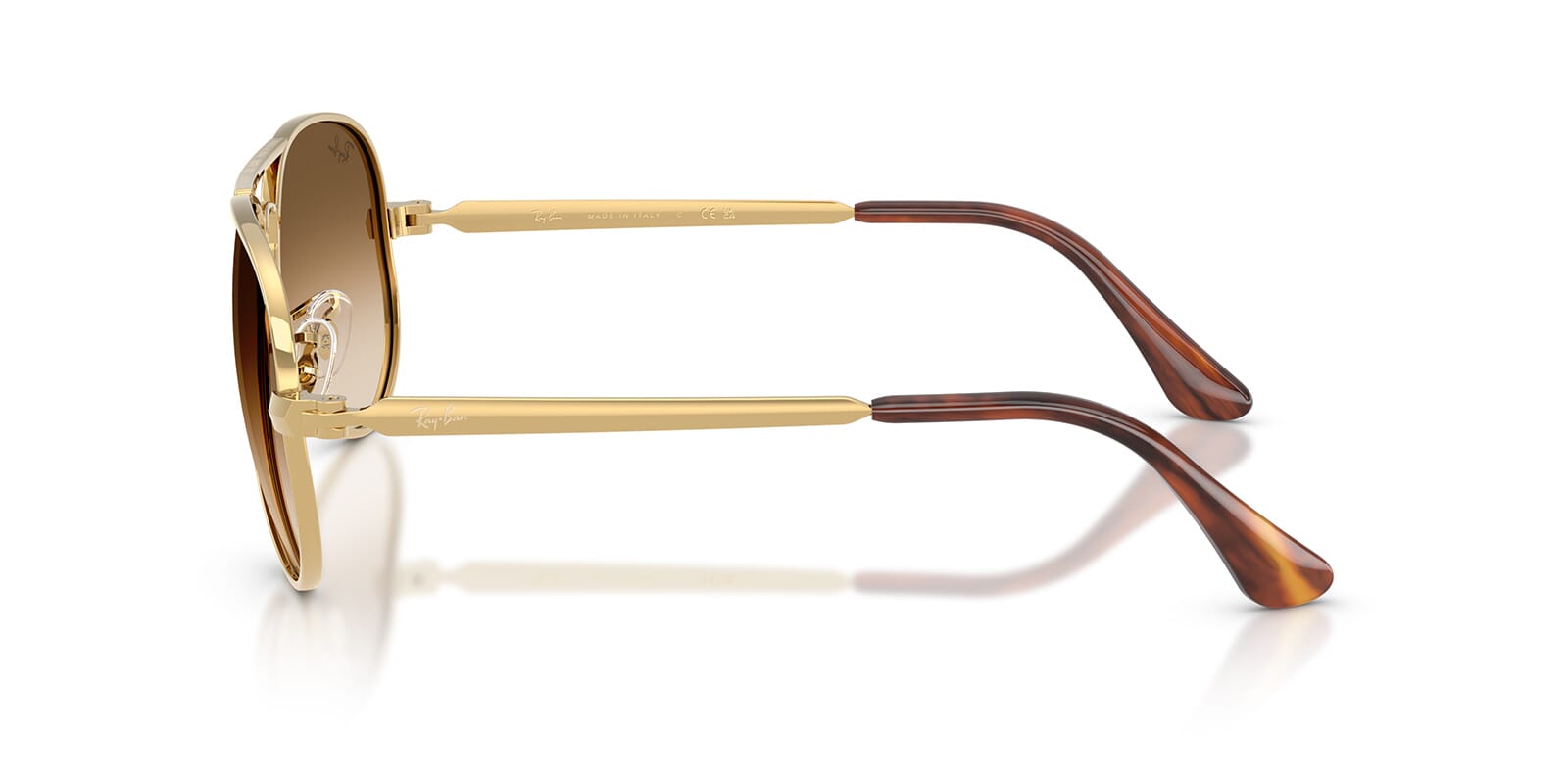 Ray-Ban RB3925 Aviator Sunglasses in Gradient Brown / Arista Gold, angle view