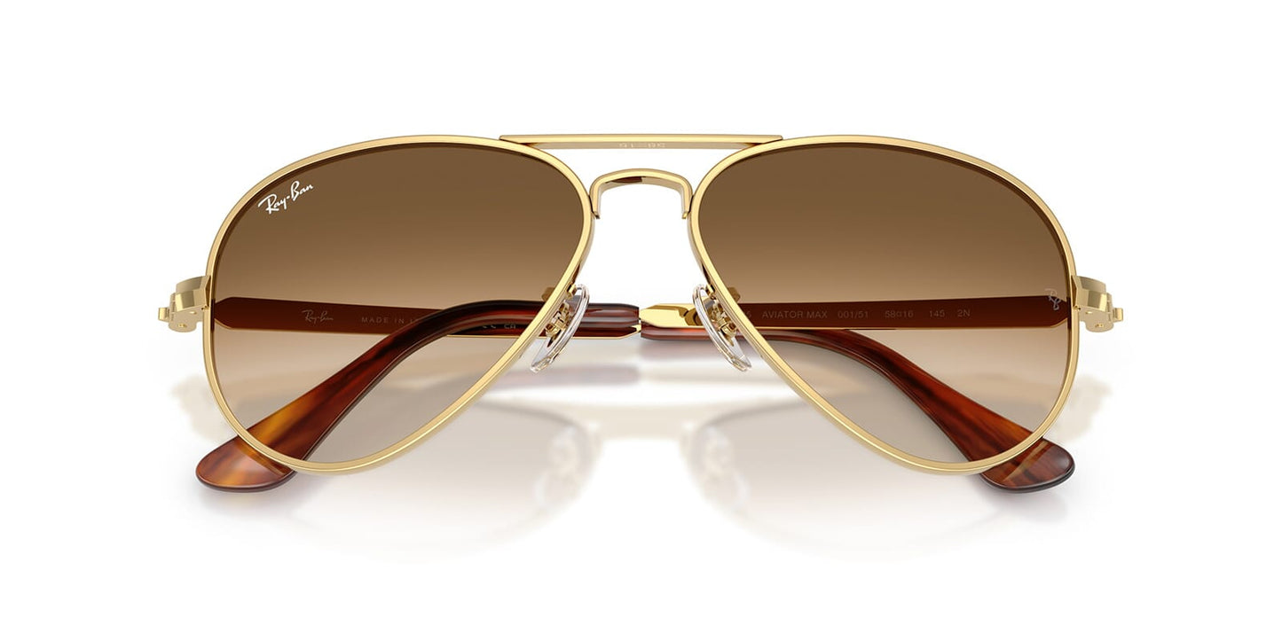 Ray-Ban RB3925 Aviator Sunglasses in Gradient Brown / Arista Gold, back view