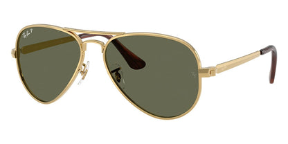 Ray-Ban RB3925 Aviator Sunglasses in Green Polarised / Arista Gold, front view