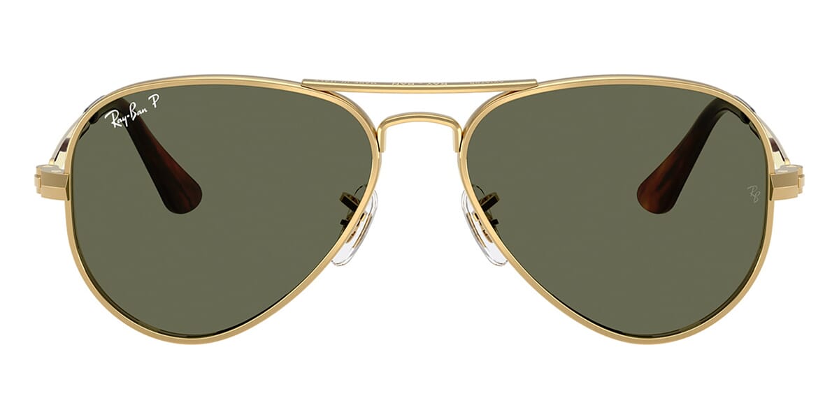 Ray-Ban RB3925 Aviator Sunglasses in Green Polarised / Arista Gold, side view