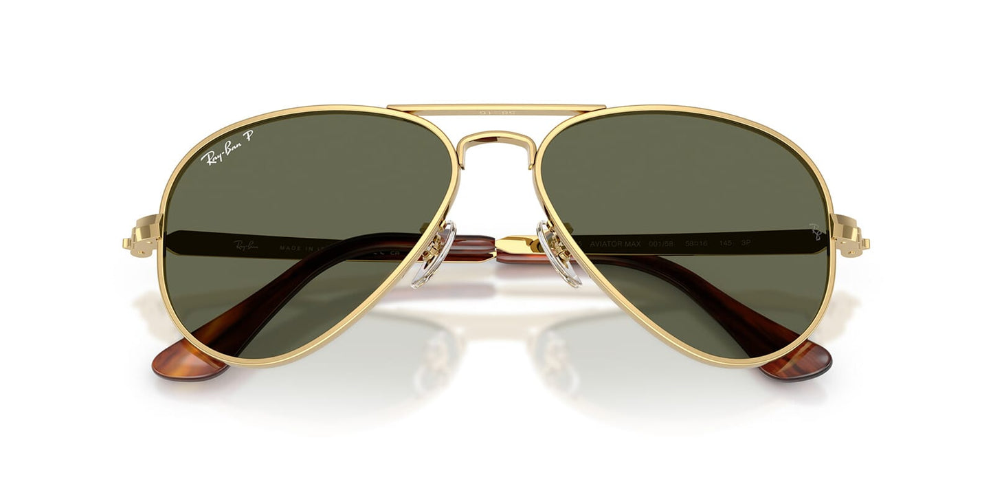 Ray-Ban RB3925 Aviator Sunglasses in Green Polarised / Arista Gold, back view