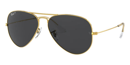 Ray-Ban RB3025 Aviator Sunglasses in Black Polarised/Legend Gold, front view