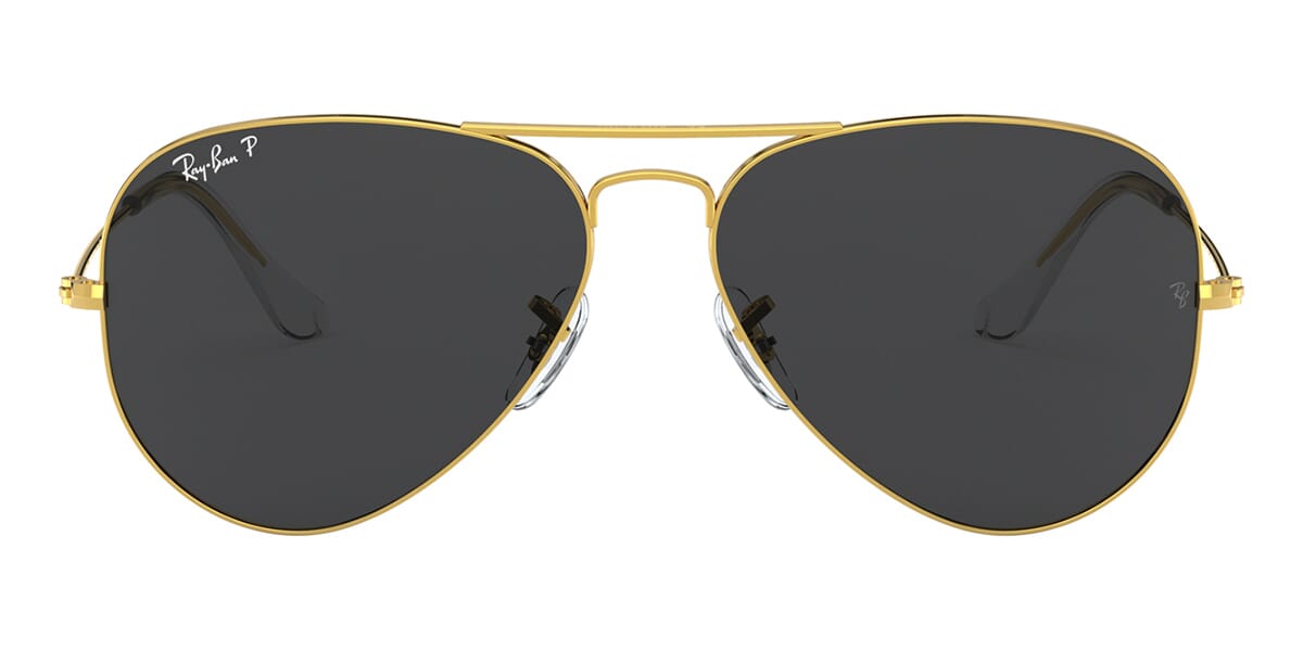 Ray-Ban RB3025 Aviator Sunglasses in Black Polarised/Legend Gold, side view
