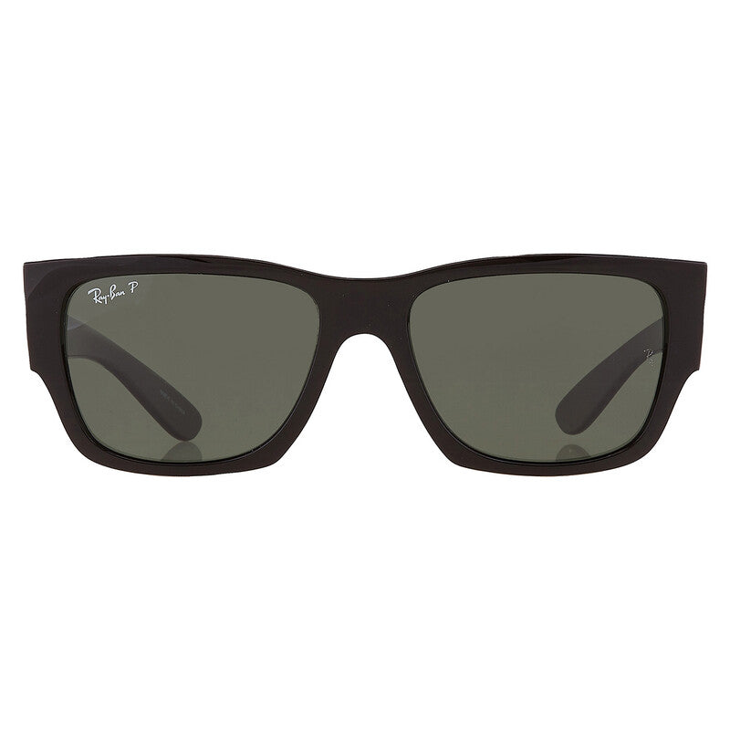 Ray-Ban RB0947 Rectangle Sunglasses in Polarized Green/Black, front view