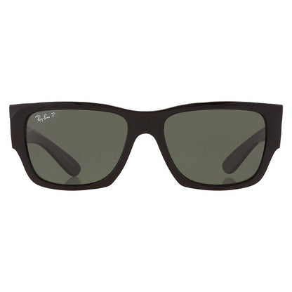 Ray-Ban RB0947 Rectangle Sunglasses in Polarized Green/Black, front view