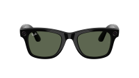 Rayban RW4012 in Solid Green Lenses With Black Frame, angle view