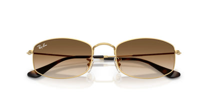Ray-Ban RB3832 Geometric Sunglasses in Gradient Brown / Arista Gold, back view