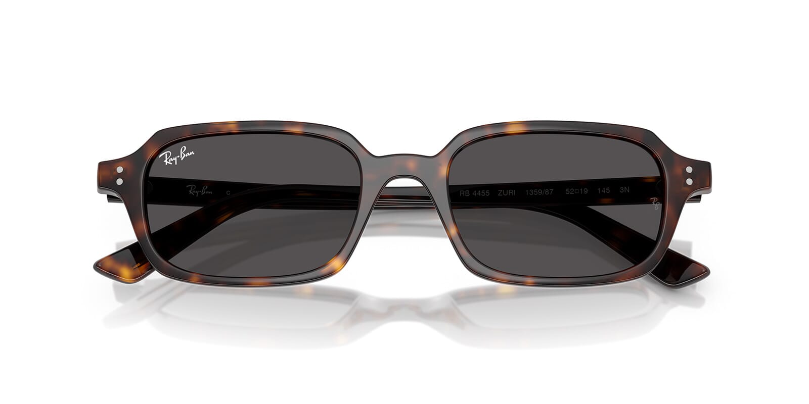Ray-Ban RB4455 Rectangle Sunglasses in Dark Grey / Havana, back view