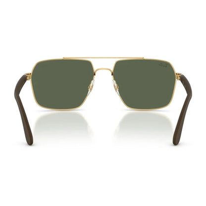 Ray-Ban RB3785 Square Sunglasses in Dark Green / Gold, detail view