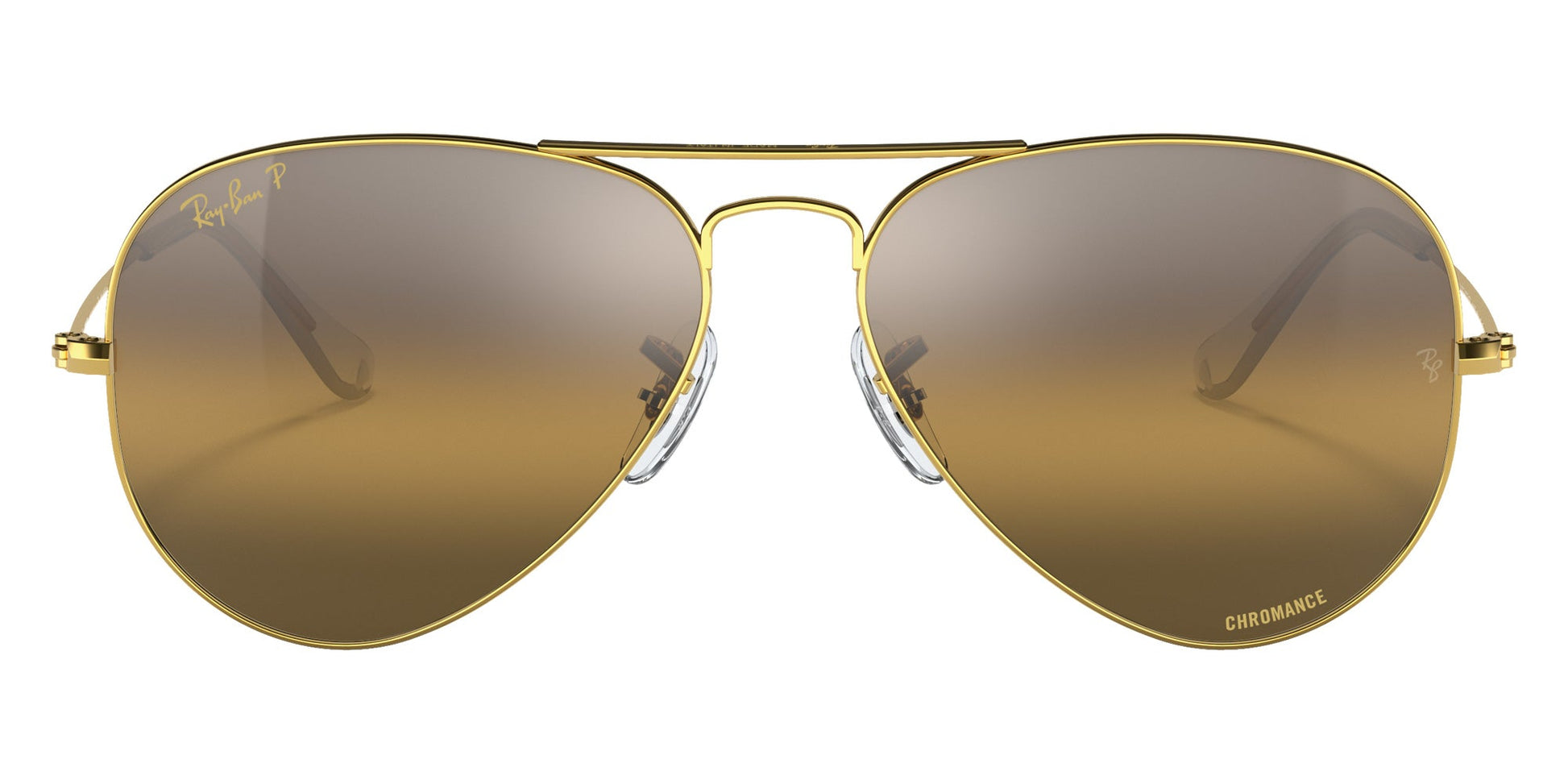 Ray-Ban RB3025 Aviator Sunglasses in Brown/Gold, angle view