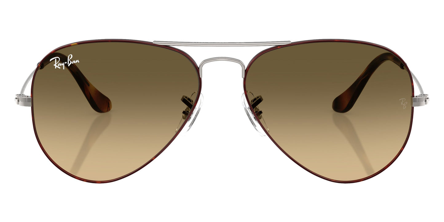 Ray-Ban RB3025 Aviator Sunglasses in Brown Vintage Gradient Black/Tortoise On Gunmetal, angle view