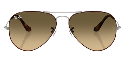 Ray-Ban RB3025 Aviator Sunglasses in Brown Vintage Gradient Black/Tortoise On Gunmetal, angle view