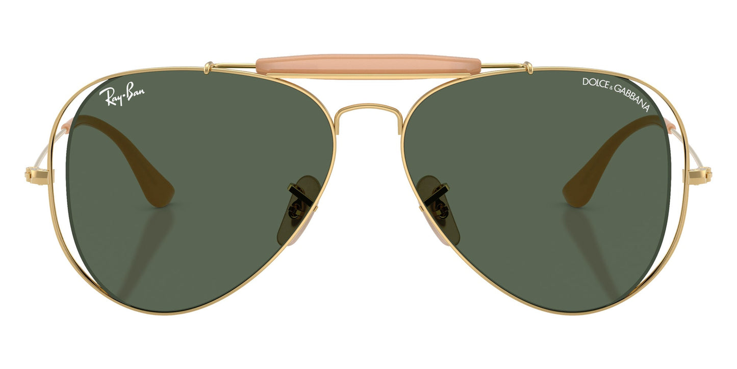 Ray-Ban RB3029M Aviator Sunglasses in Solid Green Lenses With Gold Frame, front view