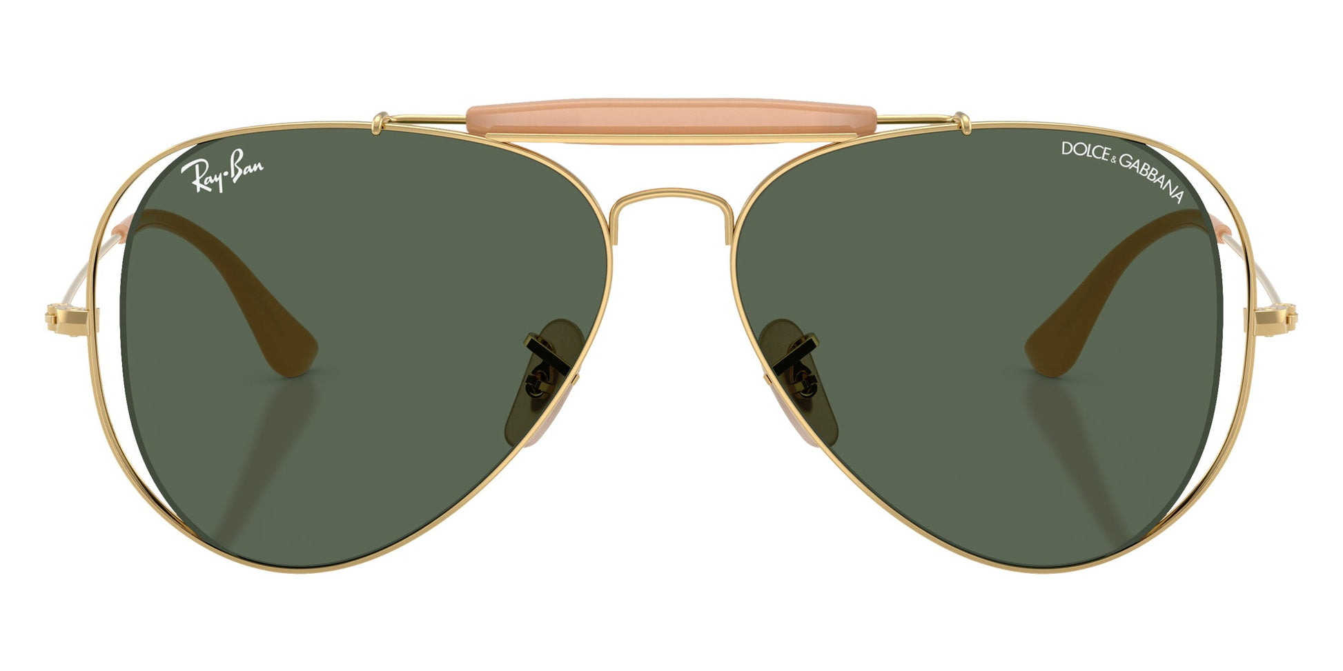 Ray-Ban RB3029M Aviator Sunglasses in Solid Green Lenses With Gold Frame, front view