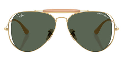 Ray-Ban RB3029M Aviator Sunglasses in Solid Green Lenses With Gold Frame, front view