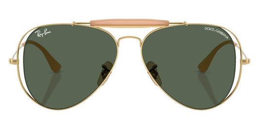 Ray-Ban RB3029M Aviator Sunglasses in Solid Green Lenses With Gold Frame, front view