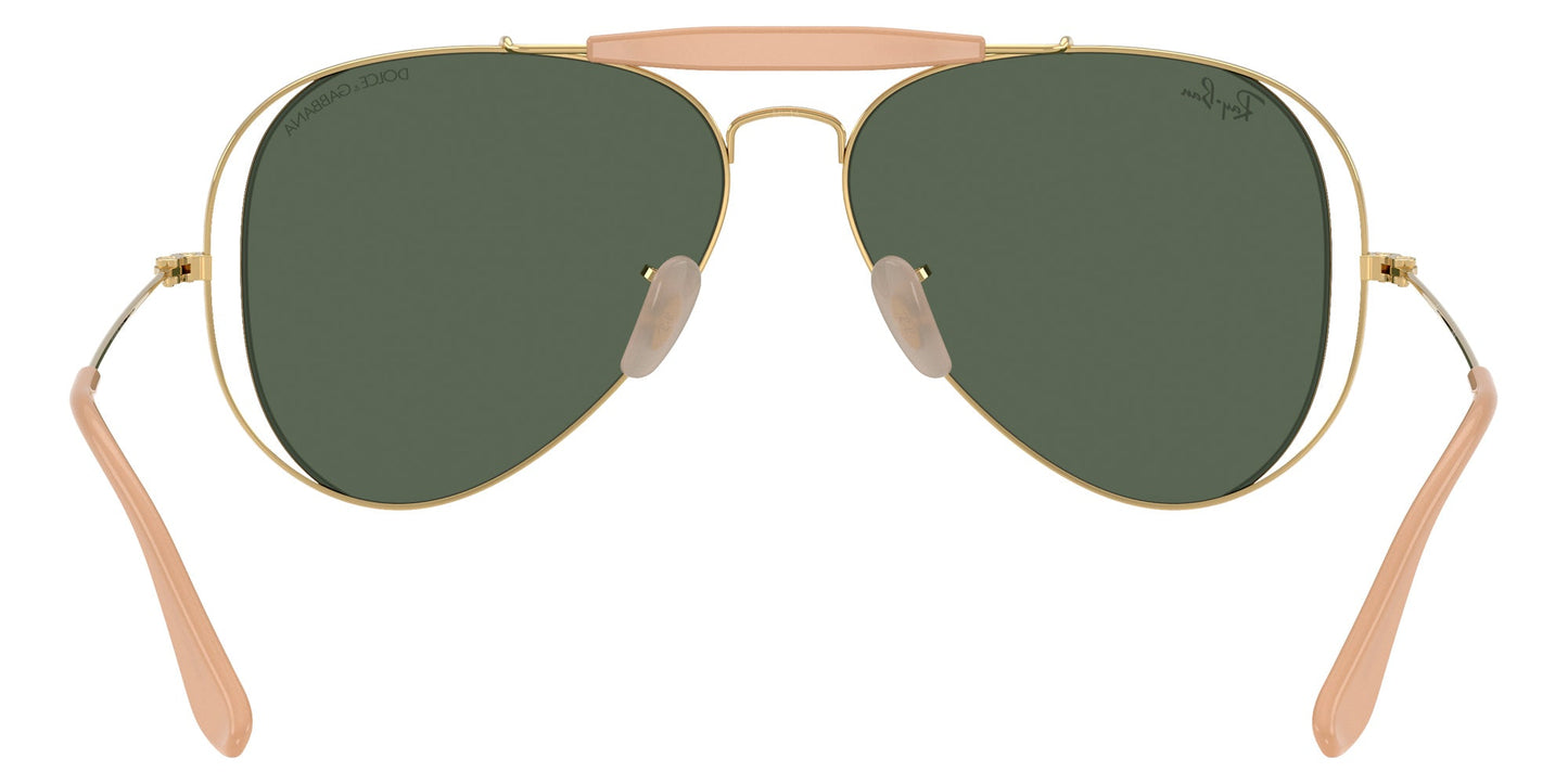 Ray-Ban RB3029M Aviator Sunglasses in Solid Green Lenses With Gold Frame, angle view