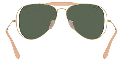 Ray-Ban RB3029M Aviator Sunglasses in Solid Green Lenses With Gold Frame, angle view