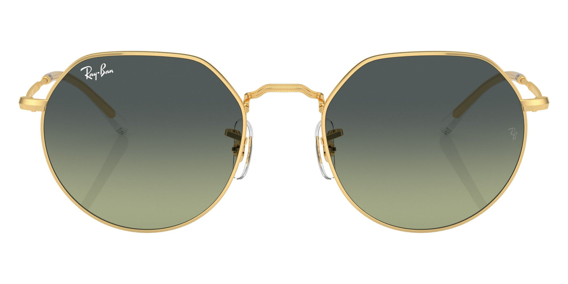 Ray-Ban RB3565 Geometric Sunglasses in Green Gold, front view