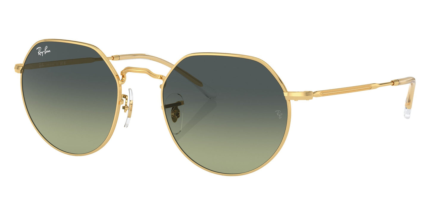 Ray-Ban RB3565 Geometric Sunglasses in Green Gold, angle view