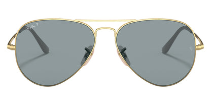 Ray-Ban RB3689 Aviator Sunglasses in Blue Gold, front view