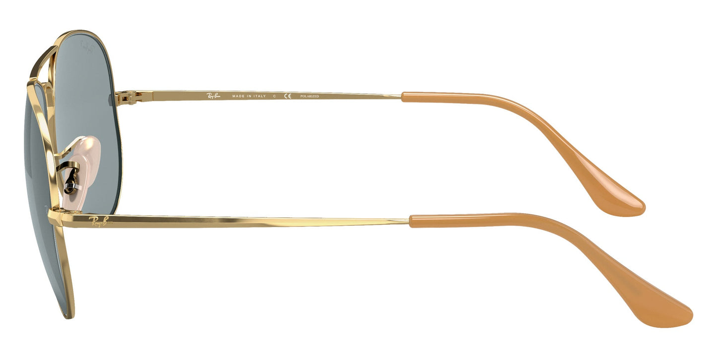 Ray-Ban RB3689 Aviator Sunglasses in Blue Gold, side view