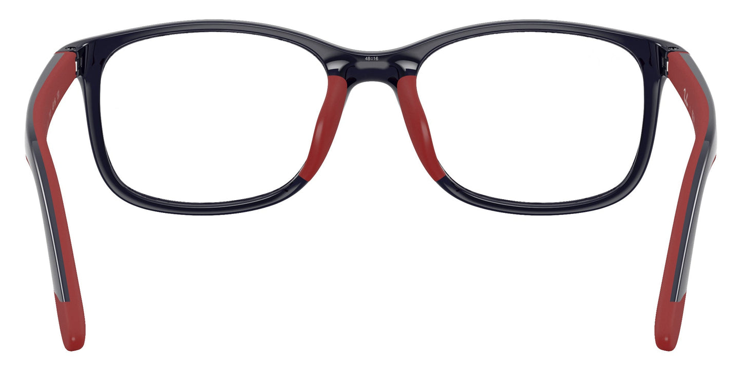 Ray-Ban RY1644 Rectangle Eyeglasses in Blue On Rubber Red, angle view
