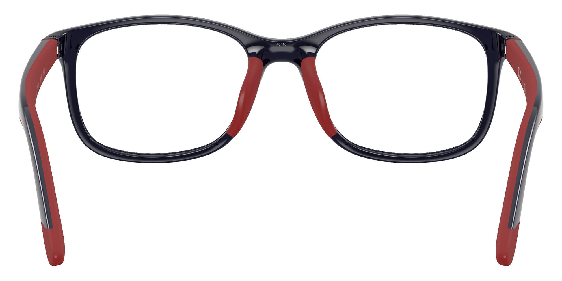 Ray-Ban RY1644 Rectangle Eyeglasses in Blue On Rubber Red, angle view