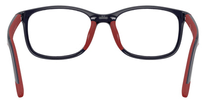 Ray-Ban RY1644 Rectangle Eyeglasses in Blue On Rubber Red, angle view