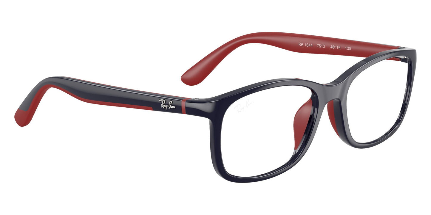 Ray-Ban RY1644 Rectangle Eyeglasses in Blue On Rubber Red, back view