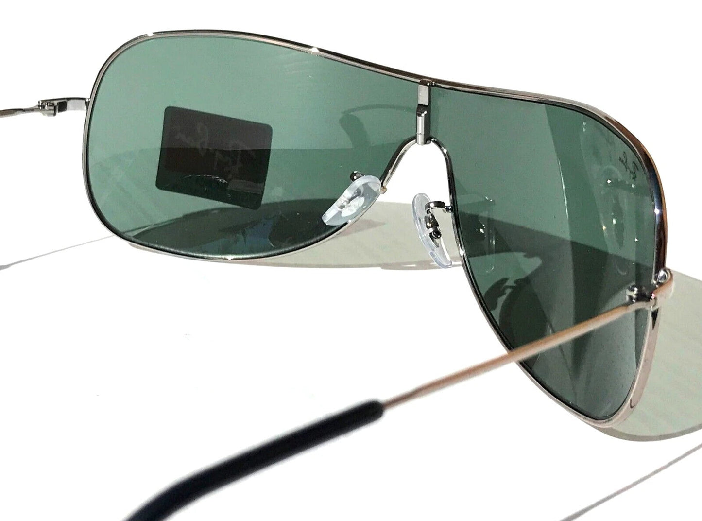 Ray-Ban RB3211 Geometric Sunglasses in Green / Chrome, back view