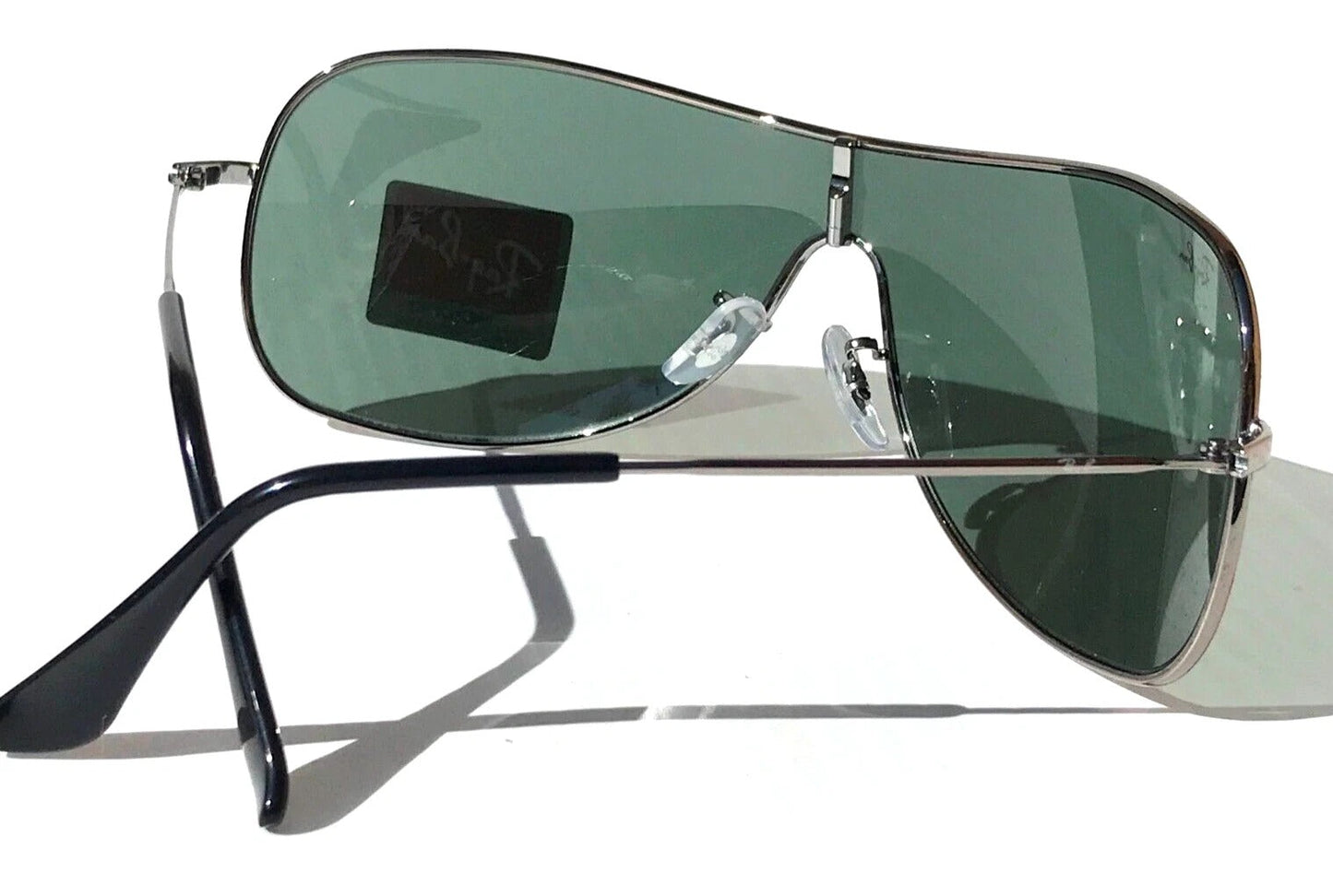 Ray-Ban RB3211 Geometric Sunglasses in Green / Chrome, detail view