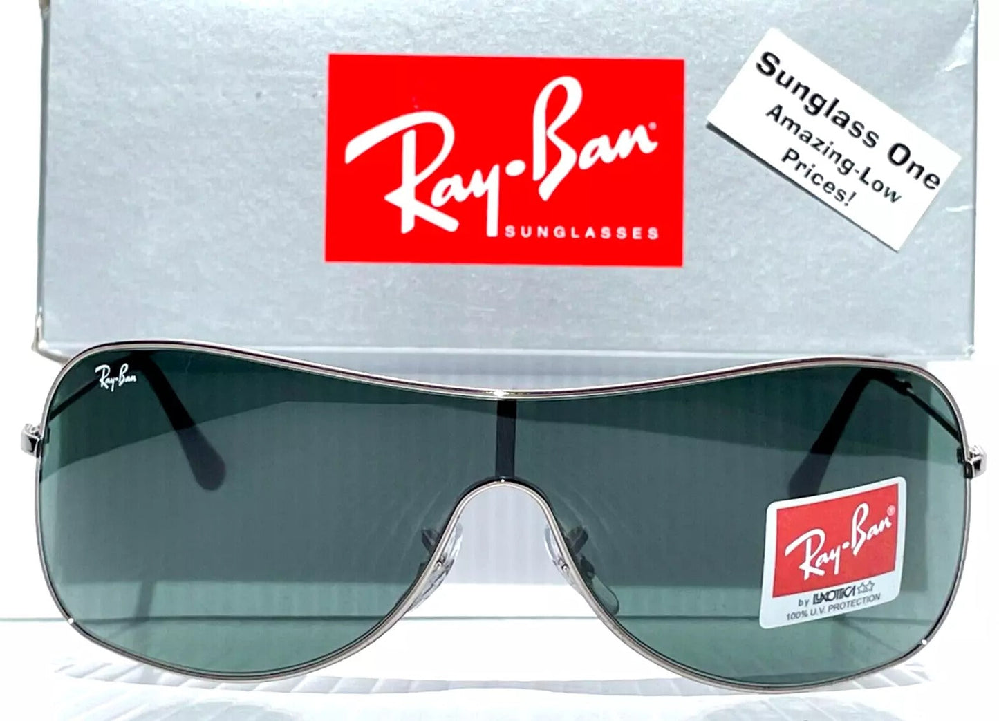 Ray-Ban RB3211 Geometric Sunglasses in Green / Chrome, side view