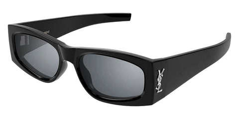 Saint Laurent SLM140 Square Sunglasses in Grey Silver Flash Mirror / Shiny Black, front view